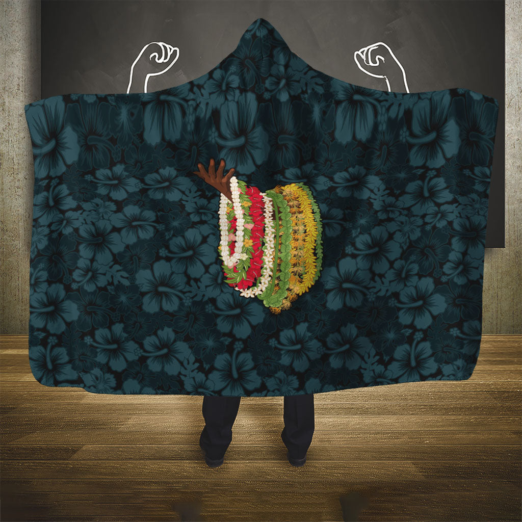 Hawaii Lei Kamehameha Hooded Blanket Uliuli Seamless Pattern Hibiscus Flower