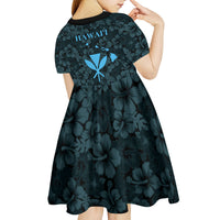 Hawaii Lei Kamehameha Kid Short Sleeve Dress Uliuli Seamless Pattern Hibiscus Flower