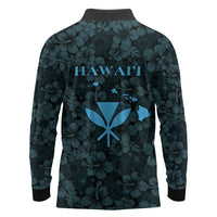 Hawaii Lei Kamehameha Long Sleeve Polo Shirt Uliuli Seamless Pattern Hibiscus Flower