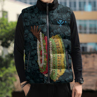 Hawaii Lei Kamehameha Sleeveless Puffer Jacket Uliuli Seamless Pattern Hibiscus Flower LT9 - Polynesian Pride