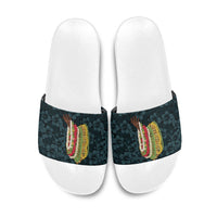 Hawaii Lei Kamehameha Slide Sandals Uliuli Seamless Pattern Hibiscus Flower