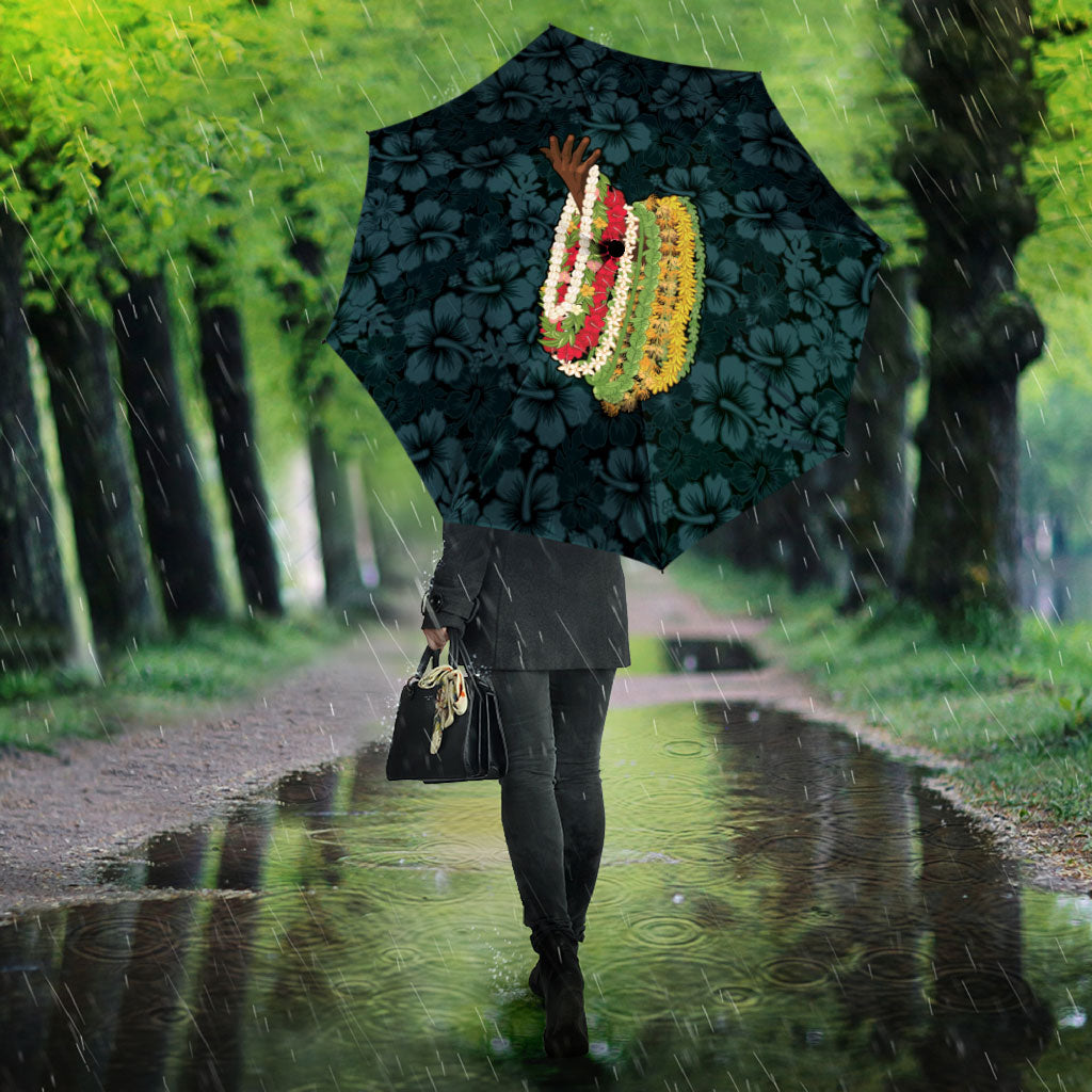 Hawaii Lei Kamehameha Umbrella Uliuli Seamless Pattern Hibiscus Flower