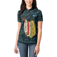 Hawaii Lei Kamehameha Women Polo Shirt Uliuli Seamless Pattern Hibiscus Flower LT9 - Polynesian Pride