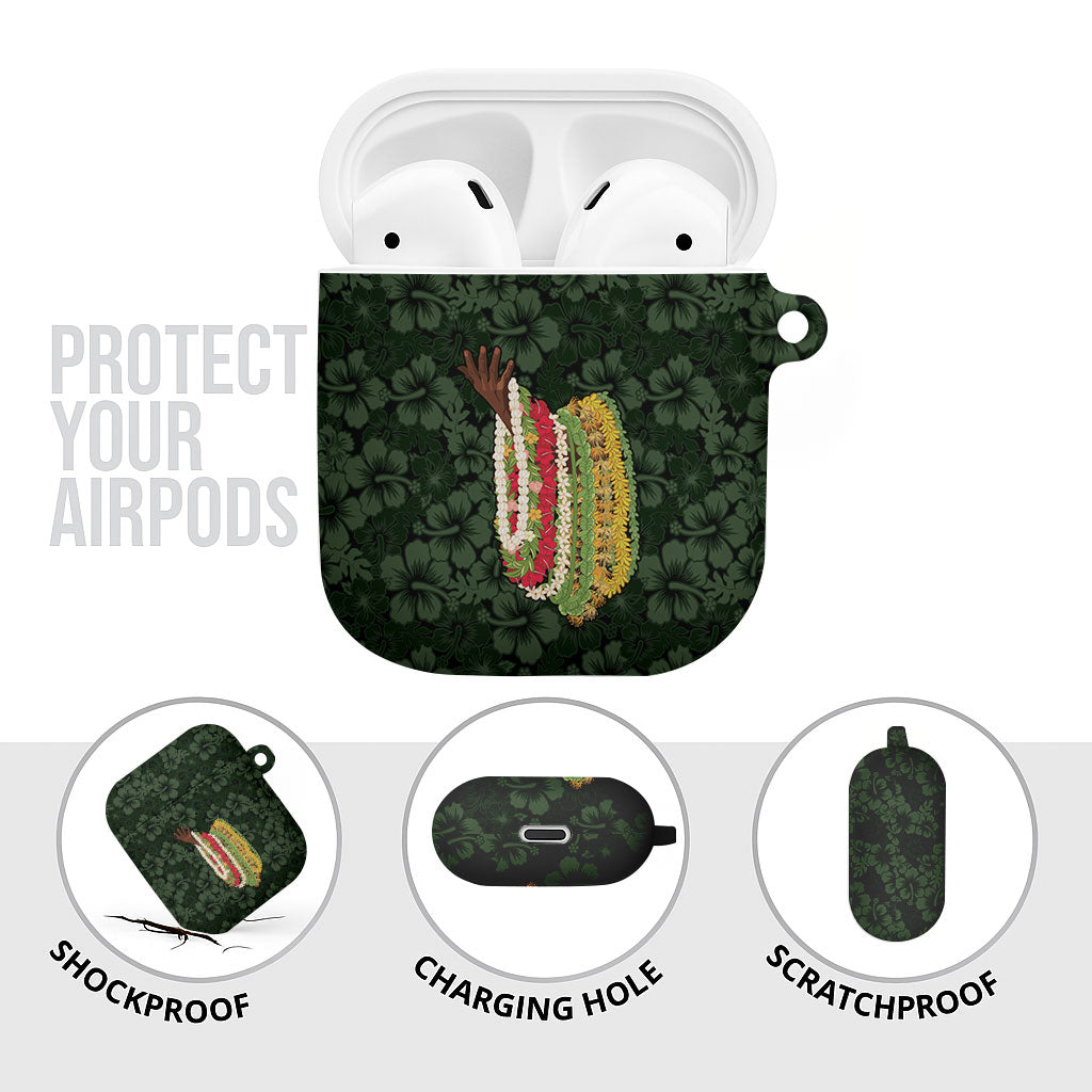 Hawaii Lei Kamehameha AirPods Case Oma'oma'o Seamless Pattern Hibiscus Flower