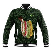 Hawaii Lei Kamehameha Baseball Jacket Oma'oma'o Seamless Pattern Hibiscus Flower LT9 Unisex Green - Polynesian Pride