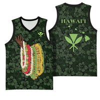 Hawaii Lei Kamehameha Basketball Jersey Oma'oma'o Seamless Pattern Hibiscus Flower LT9 - Polynesian Pride