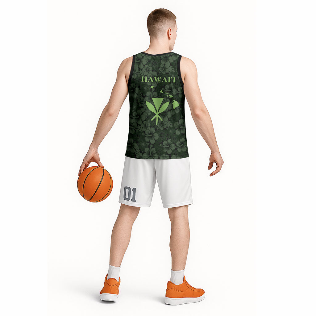 Hawaii Lei Kamehameha Basketball Jersey Oma'oma'o Seamless Pattern Hibiscus Flower LT9 - Polynesian Pride