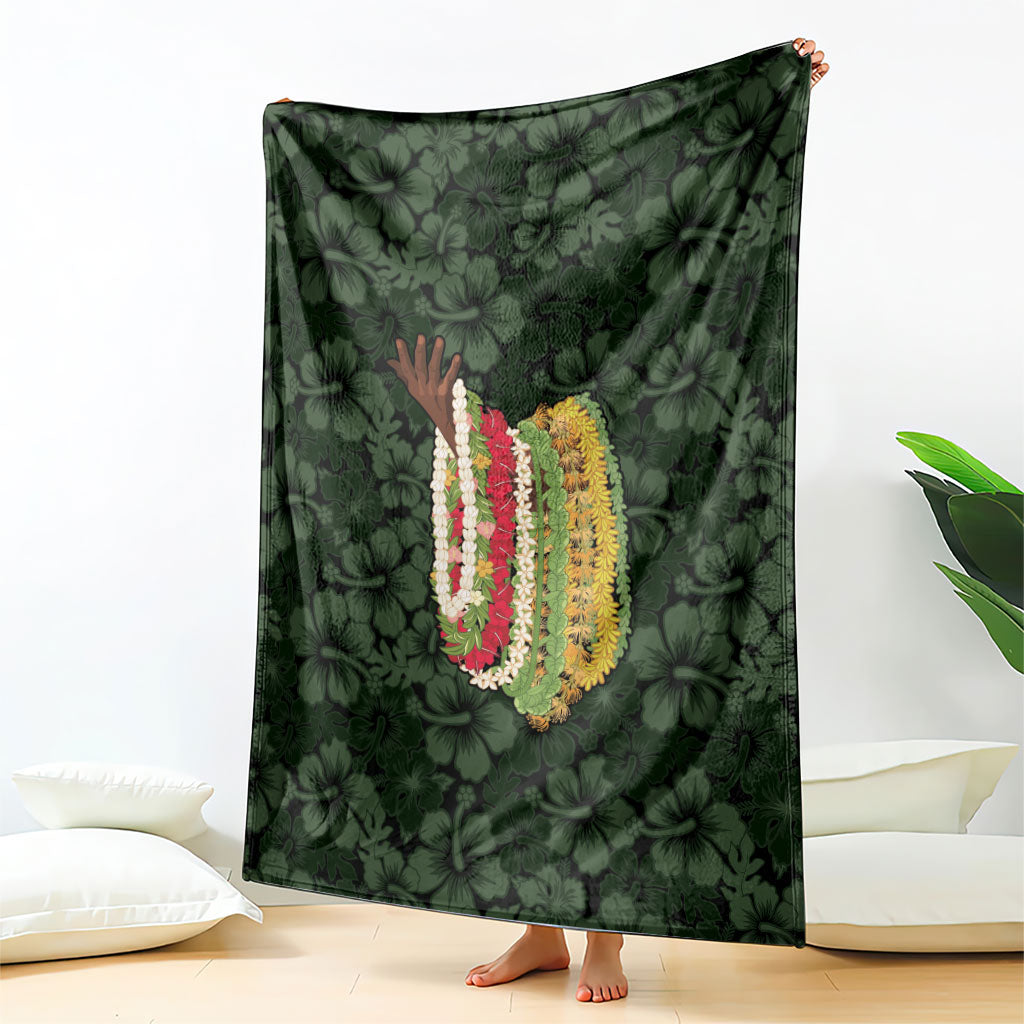 Hawaii Lei Kamehameha Blanket Oma'oma'o Seamless Pattern Hibiscus Flower