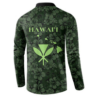 Hawaii Lei Kamehameha Button Sweatshirt Oma'oma'o Seamless Pattern Hibiscus Flower