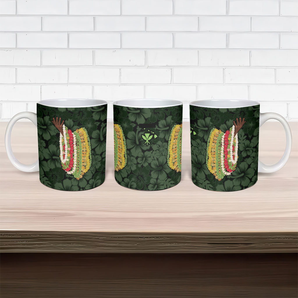 Hawaii Lei Kamehameha Ceramic Mug Oma'oma'o Seamless Pattern Hibiscus Flower LT9 - Polynesian Pride