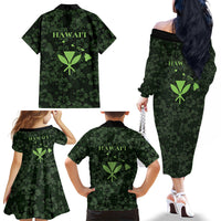 Hawaii Lei Kamehameha Family Matching Off The Shoulder Long Sleeve Dress and Hawaiian Shirt Oma'oma'o Seamless Pattern Hibiscus Flower LT9 - Polynesian Pride