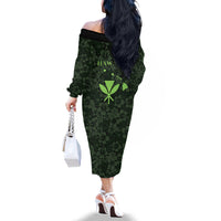 Hawaii Lei Kamehameha Family Matching Off The Shoulder Long Sleeve Dress and Hawaiian Shirt Oma'oma'o Seamless Pattern Hibiscus Flower LT9 - Polynesian Pride