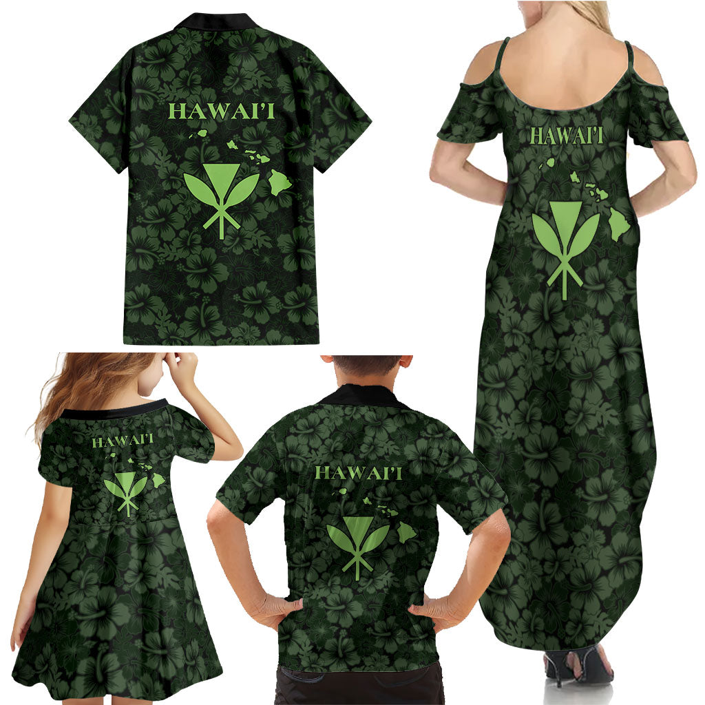 Hawaii Lei Kamehameha Family Matching Summer Maxi Dress and Hawaiian Shirt Oma'oma'o Seamless Pattern Hibiscus Flower LT9 - Polynesian Pride