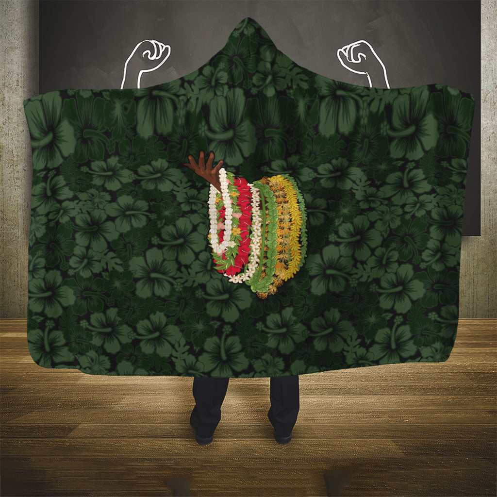 Hawaii Lei Kamehameha Hooded Blanket Oma'oma'o Seamless Pattern Hibiscus Flower