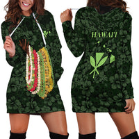 Hawaii Lei Kamehameha Hoodie Dress Oma'oma'o Seamless Pattern Hibiscus Flower