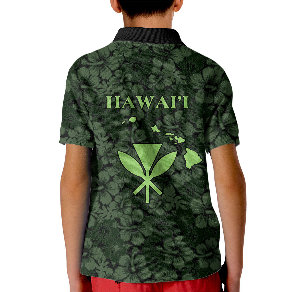 Hawaii Lei Kamehameha Kid Polo Shirt Oma'oma'o Seamless Pattern Hibiscus Flower LT9 - Polynesian Pride
