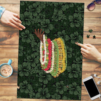 Hawaii Lei Kamehameha Puzzle Oma'oma'o Seamless Pattern Hibiscus Flower LT9 Green - Polynesian Pride