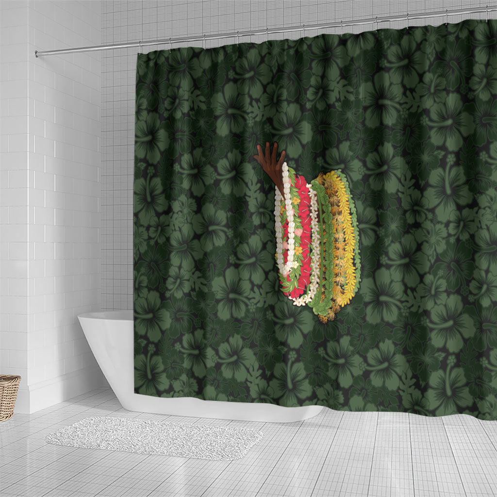 Hawaii Lei Kamehameha Shower Curtain Oma'oma'o Seamless Pattern Hibiscus Flower LT9 - Polynesian Pride