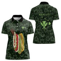 Hawaii Lei Kamehameha Women Polo Shirt Oma'oma'o Seamless Pattern Hibiscus Flower