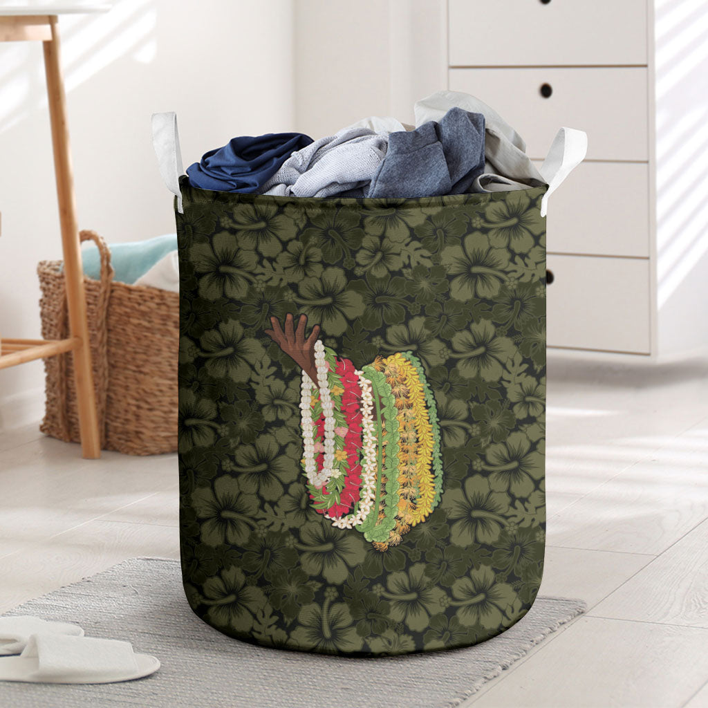Hawaii Lei Kamehameha Laundry Basket Melemele Seamless Pattern Hibiscus Flower