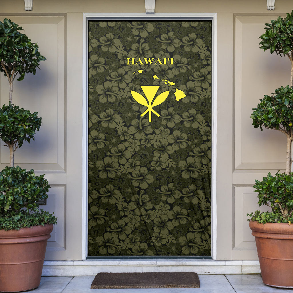 Hawaii Lei Kamehameha Door Cover Melemele Seamless Pattern Hibiscus Flower