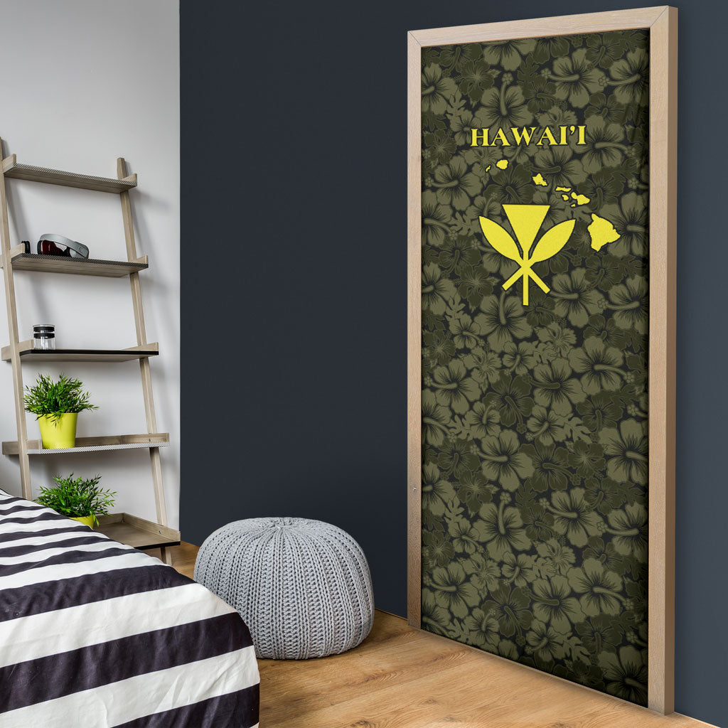 Hawaii Lei Kamehameha Door Cover Melemele Seamless Pattern Hibiscus Flower