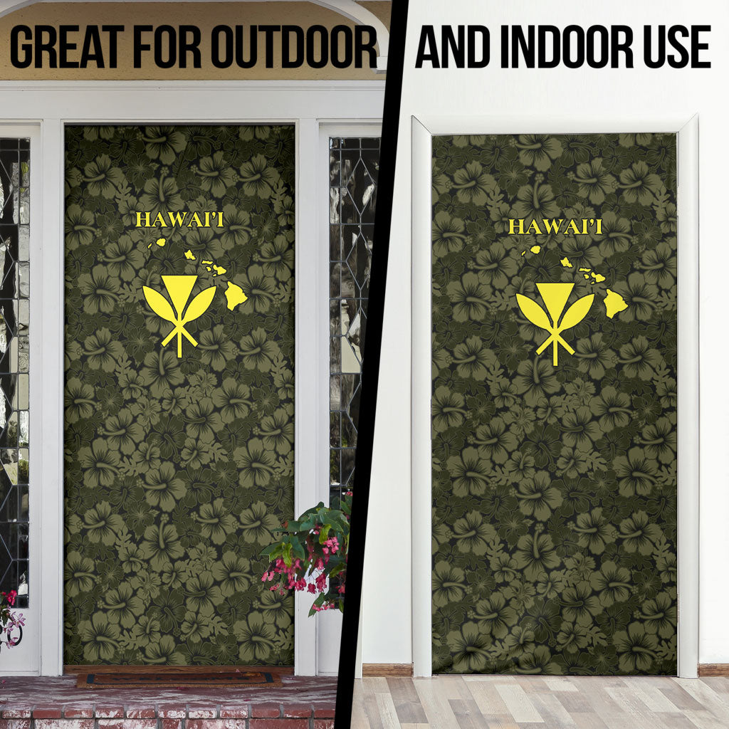 Hawaii Lei Kamehameha Door Cover Melemele Seamless Pattern Hibiscus Flower