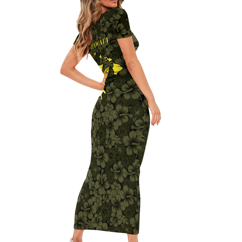 Hawaii Lei Kamehameha Family Matching Short Sleeve Bodycon Dress and Hawaiian Shirt Melemele Seamless Pattern Hibiscus Flower LT9 - Polynesian Pride