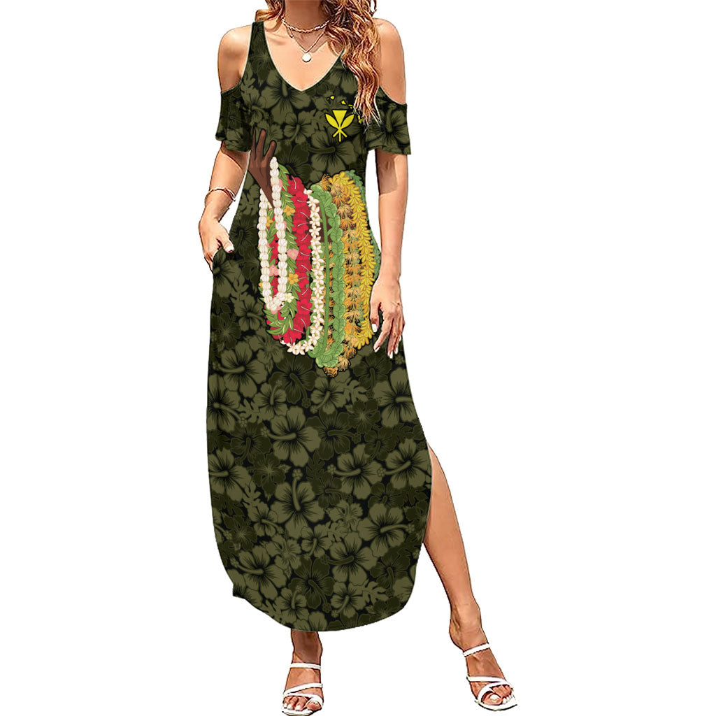 Hawaii Lei Kamehameha Family Matching Summer Maxi Dress and Hawaiian Shirt Melemele Seamless Pattern Hibiscus Flower LT9 Mom's Dress Yellow - Polynesian Pride