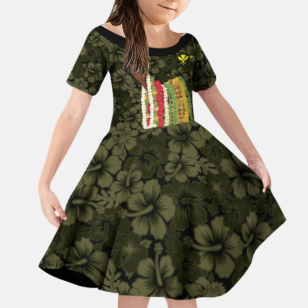 Hawaii Lei Kamehameha Family Matching Tank Maxi Dress and Hawaiian Shirt Melemele Seamless Pattern Hibiscus Flower LT9 Daughter's Dress Yellow - Polynesian Pride