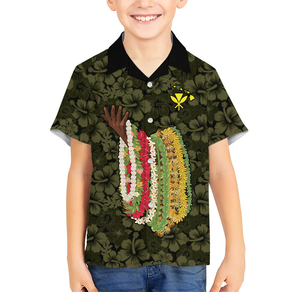 Hawaii Lei Kamehameha Kid Hawaiian Shirt Melemele Seamless Pattern Hibiscus Flower