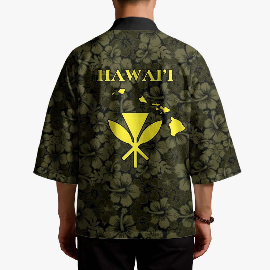 Hawaii Lei Kamehameha Kimono Melemele Seamless Pattern Hibiscus Flower