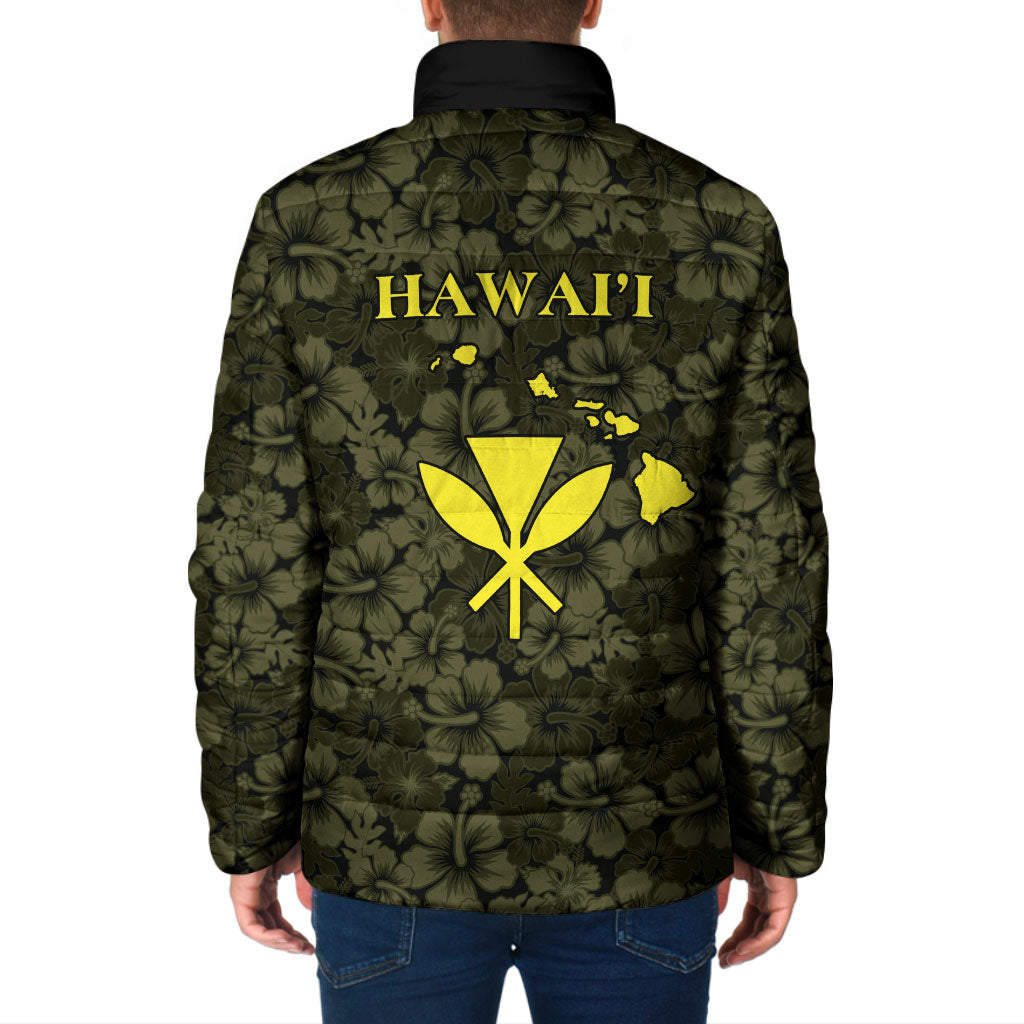 Hawaii Lei Kamehameha Padded Jacket Melemele Seamless Pattern Hibiscus Flower LT9 - Polynesian Pride