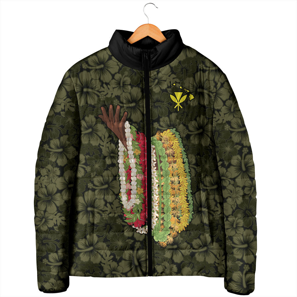 Hawaii Lei Kamehameha Padded Jacket Melemele Seamless Pattern Hibiscus Flower LT9 - Polynesian Pride