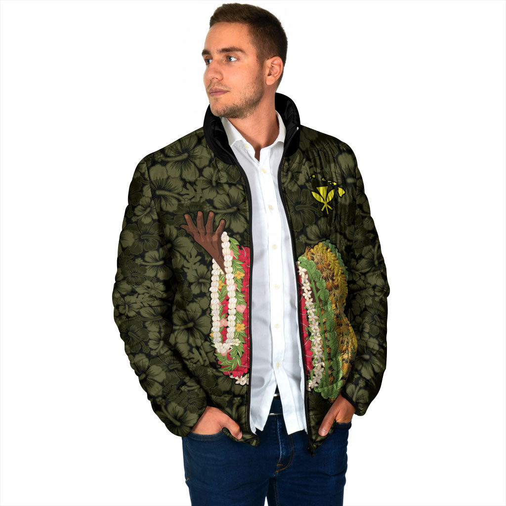 Hawaii Lei Kamehameha Padded Jacket Melemele Seamless Pattern Hibiscus Flower LT9 - Polynesian Pride