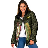 Hawaii Lei Kamehameha Padded Jacket Melemele Seamless Pattern Hibiscus Flower LT9 Women Yellow - Polynesian Pride