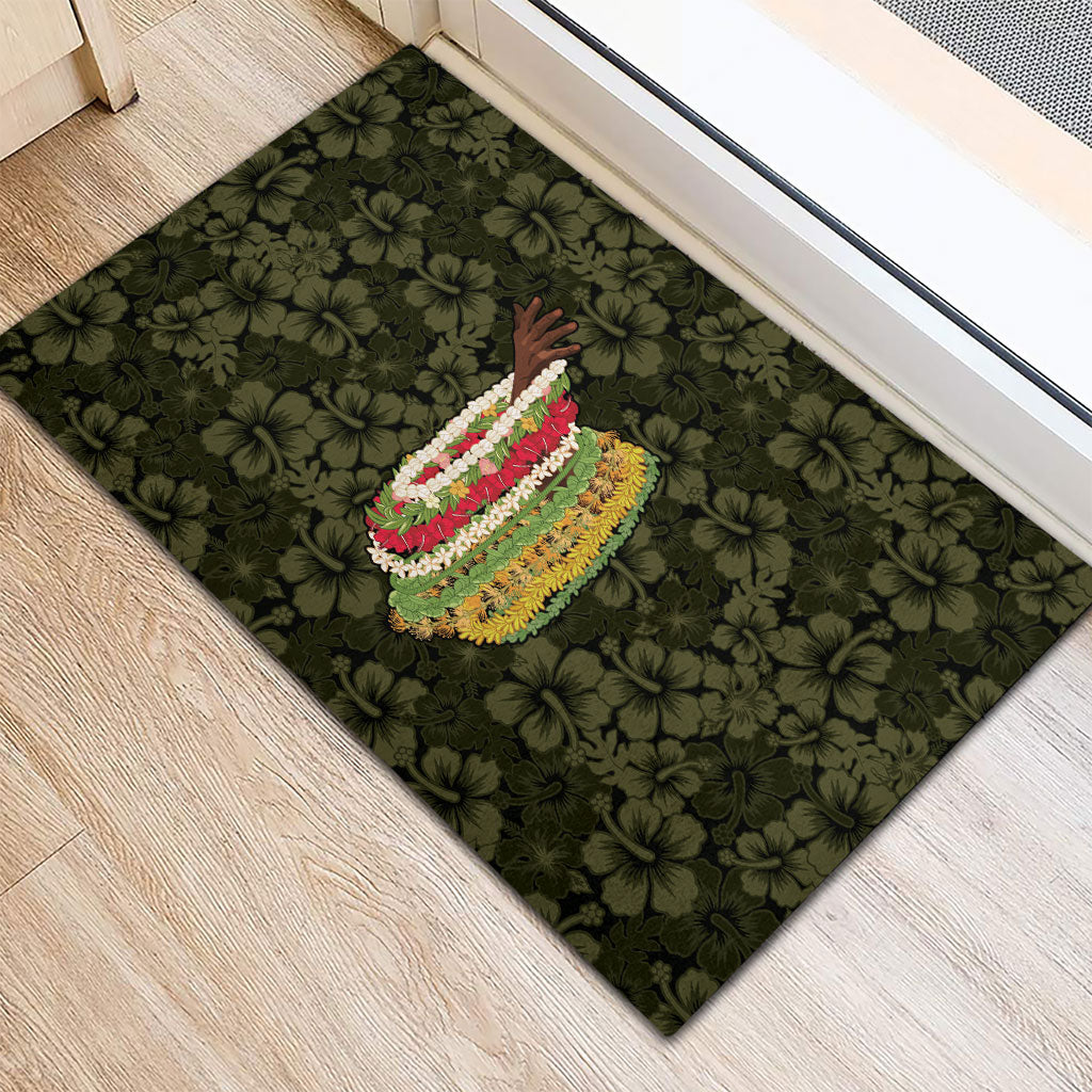 Hawaii Lei Kamehameha Rubber Doormat Melemele Seamless Pattern Hibiscus Flower LT9 - Polynesian Pride