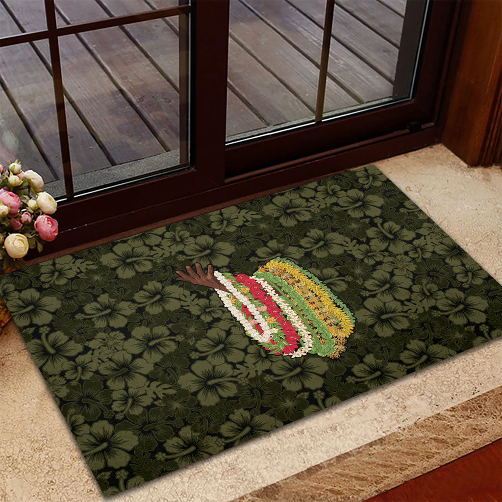 Hawaii Lei Kamehameha Rubber Doormat Melemele Seamless Pattern Hibiscus Flower LT9 - Polynesian Pride