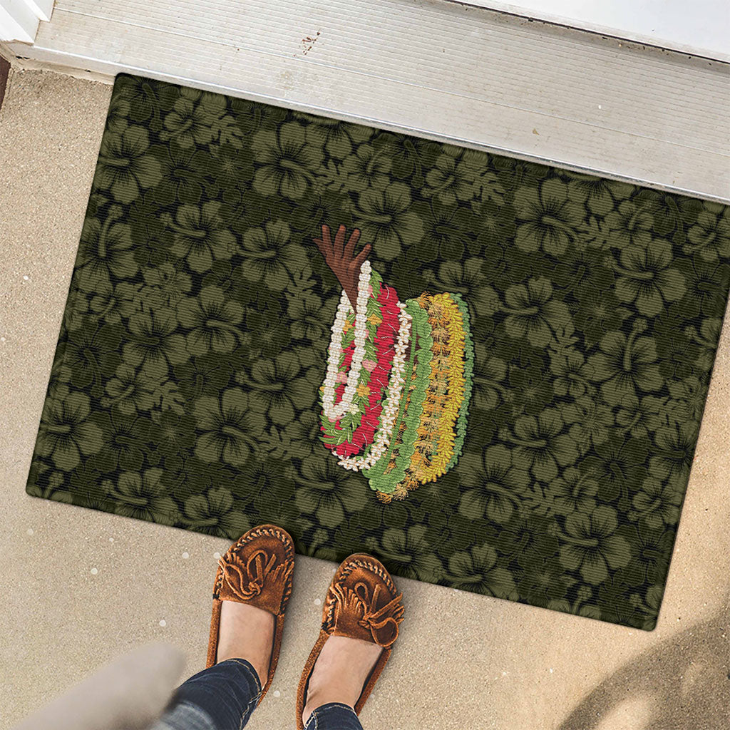 Hawaii Lei Kamehameha Rubber Doormat Melemele Seamless Pattern Hibiscus Flower LT9 - Polynesian Pride