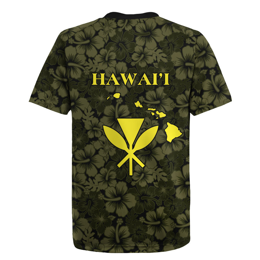 Hawaii Lei Kamehameha Rugby Jersey Melemele Seamless Pattern Hibiscus Flower
