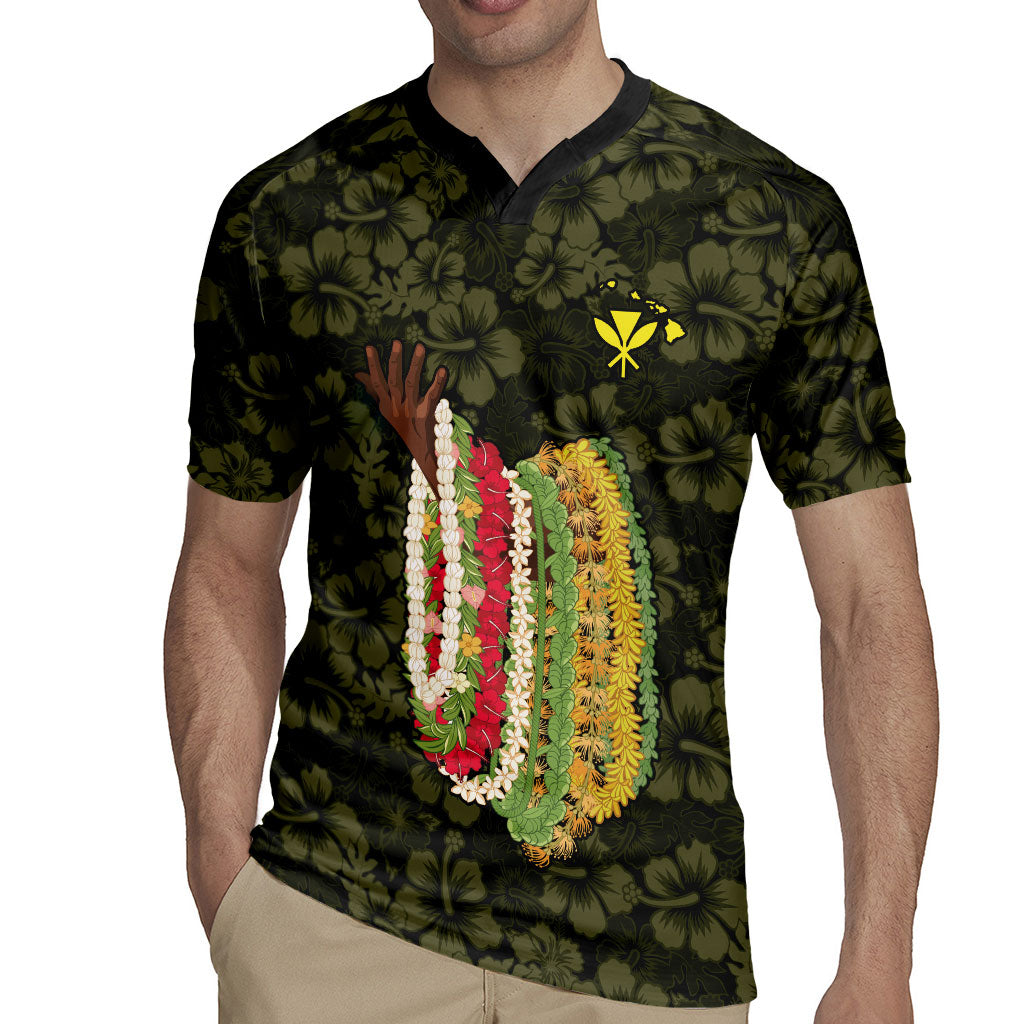 Hawaii Lei Kamehameha Rugby Jersey Melemele Seamless Pattern Hibiscus Flower