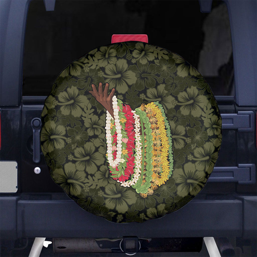 Hawaii Lei Kamehameha Spare Tire Cover Melemele Seamless Pattern Hibiscus Flower