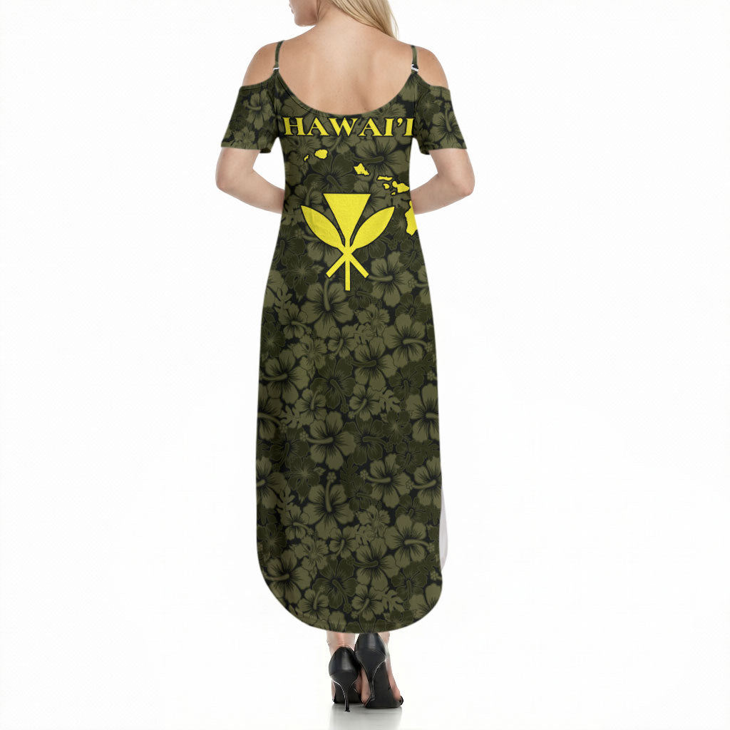 Hawaii Lei Kamehameha Summer Maxi Dress Melemele Seamless Pattern Hibiscus Flower LT9 - Polynesian Pride
