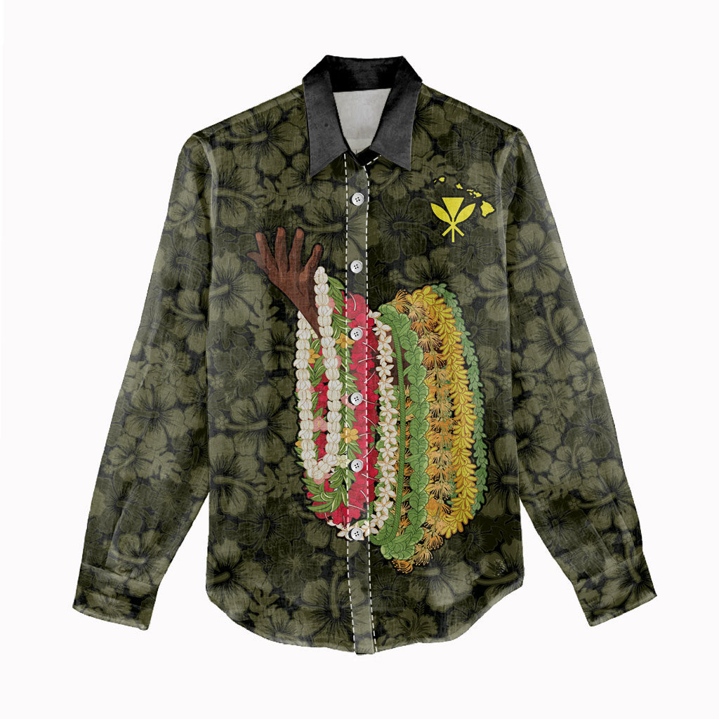 Hawaii Lei Kamehameha Women Casual Shirt Melemele Seamless Pattern Hibiscus Flower