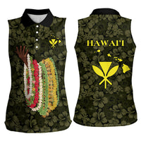 Hawaii Lei Kamehameha Women Sleeveless Polo Shirt Melemele Seamless Pattern Hibiscus Flower LT9 - Polynesian Pride