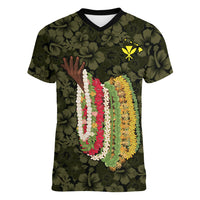 Hawaii Lei Kamehameha Women V-Neck T-Shirt Melemele Seamless Pattern Hibiscus Flower LT9 Female Yellow - Polynesian Pride