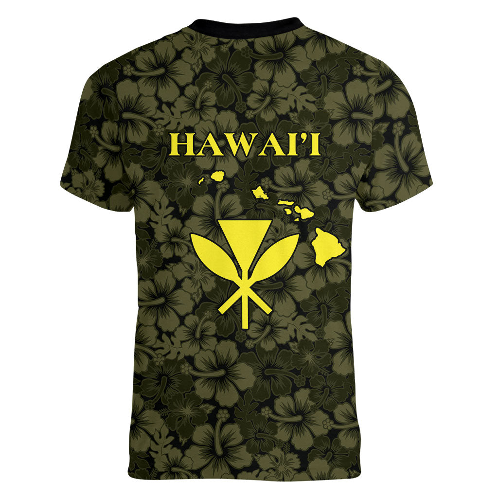 Hawaii Lei Kamehameha Women V-Neck T-Shirt Melemele Seamless Pattern Hibiscus Flower LT9 - Polynesian Pride