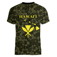 Hawaii Lei Kamehameha Women V-Neck T-Shirt Melemele Seamless Pattern Hibiscus Flower LT9 - Polynesian Pride