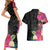 Hafa Adai Guam Couples Matching Short Sleeve Bodycon Dress and Hawaiian Shirt Tropical Flowers Colorful Vibes