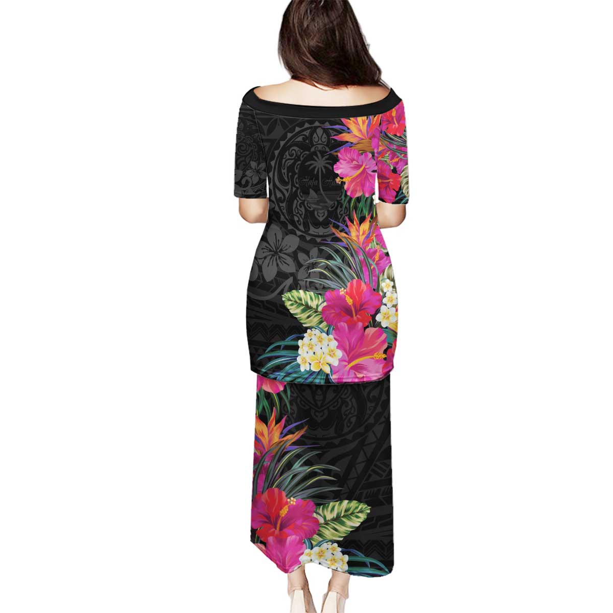Hafa Adai Guam Family Matching Puletasi and Hawaiian Shirt Tropical Flowers Colorful Vibes